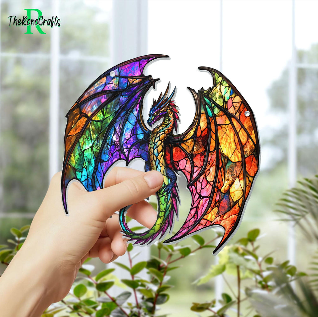 Fantasy Dragon Suncatcher, Dragon Acrylic Window Hanging Decor, Mystery Dragon Sun Catcher, Dragon Lovers Gift, Housewarming Gift