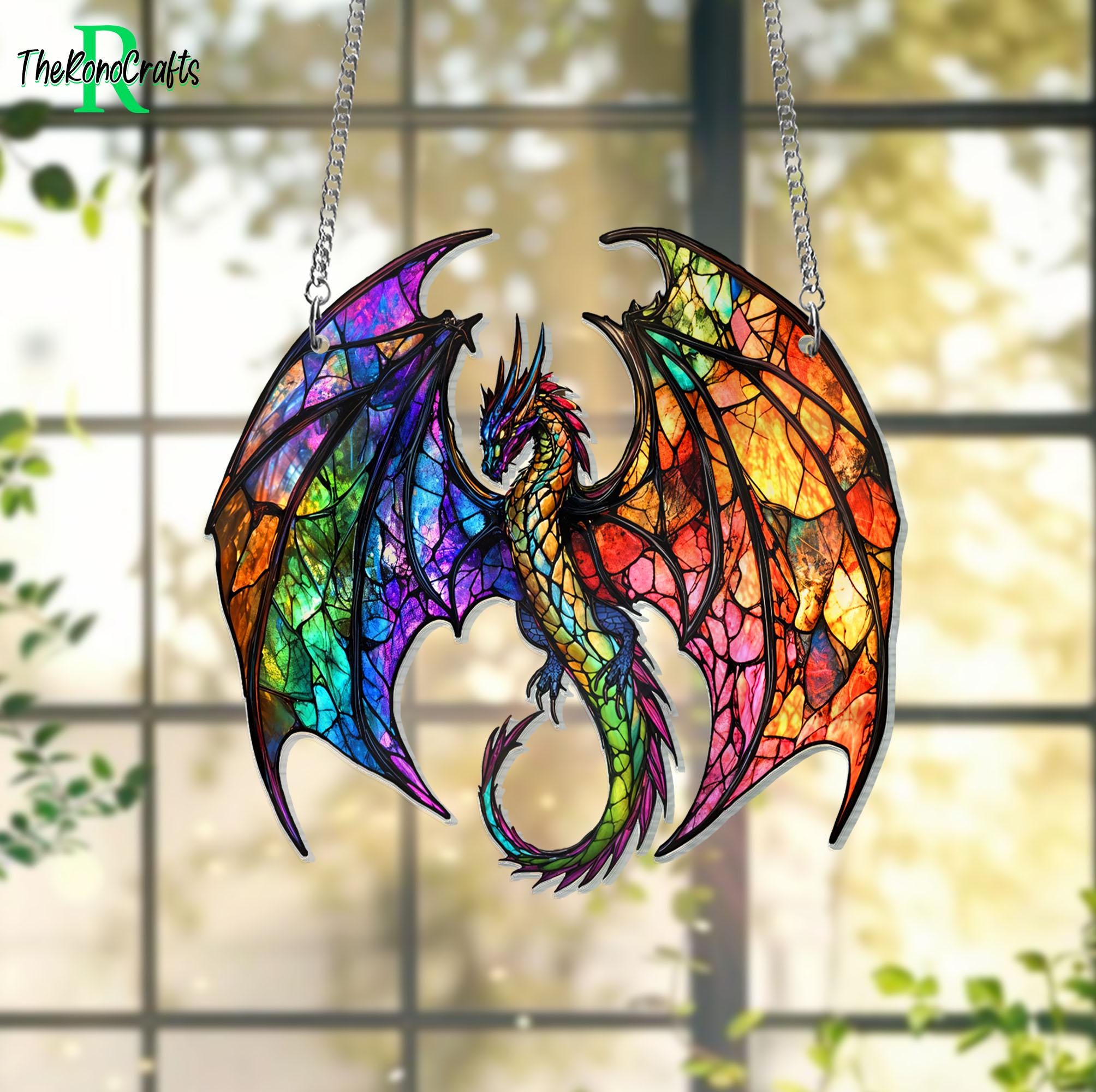 Fantasy Dragon Suncatcher, Dragon Acrylic Window Hanging Decor, Mystery Dragon Sun Catcher, Dragon Lovers Gift, Housewarming Gift