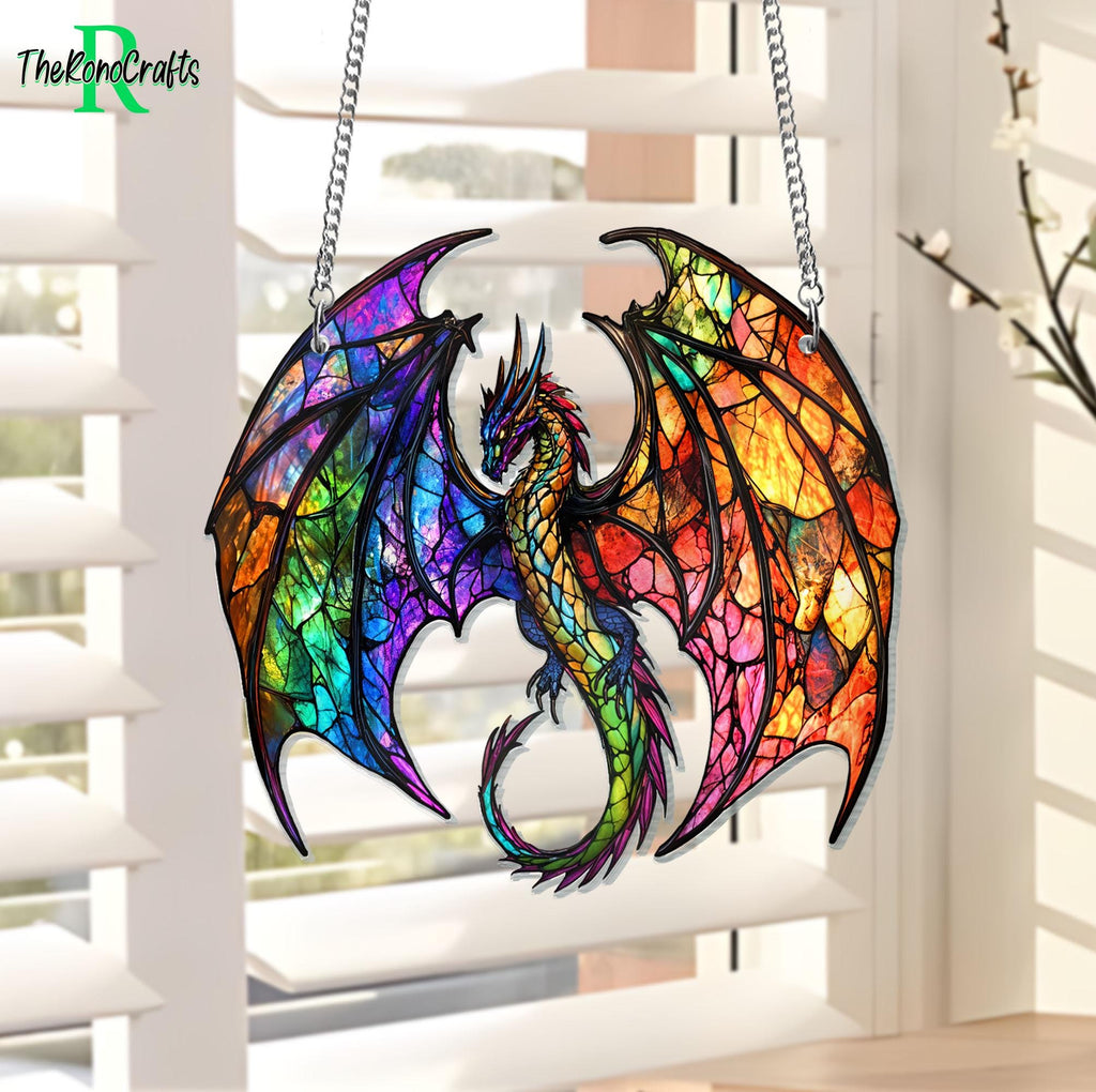 Fantasy Dragon Suncatcher, Dragon Acrylic Window Hanging Decor, Mystery Dragon Sun Catcher, Dragon Lovers Gift, Housewarming Gift