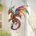 Fantasy Dragon Acrylic Suncatcher: Faux Stained Glass Window Hanging Decor
