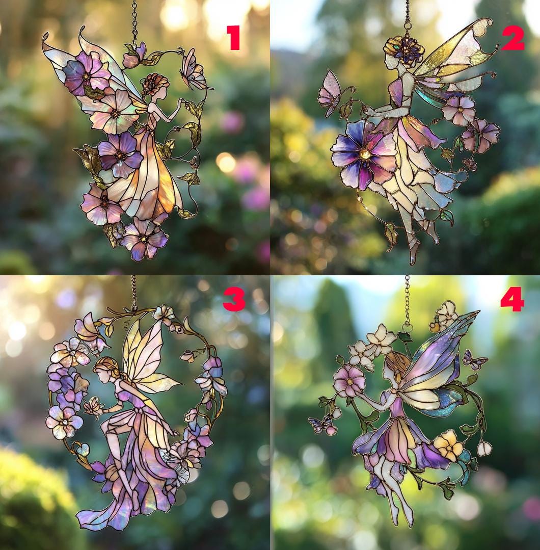 Flower Fairy Suncatcher: Acrylic Stained Glass Window Ornament