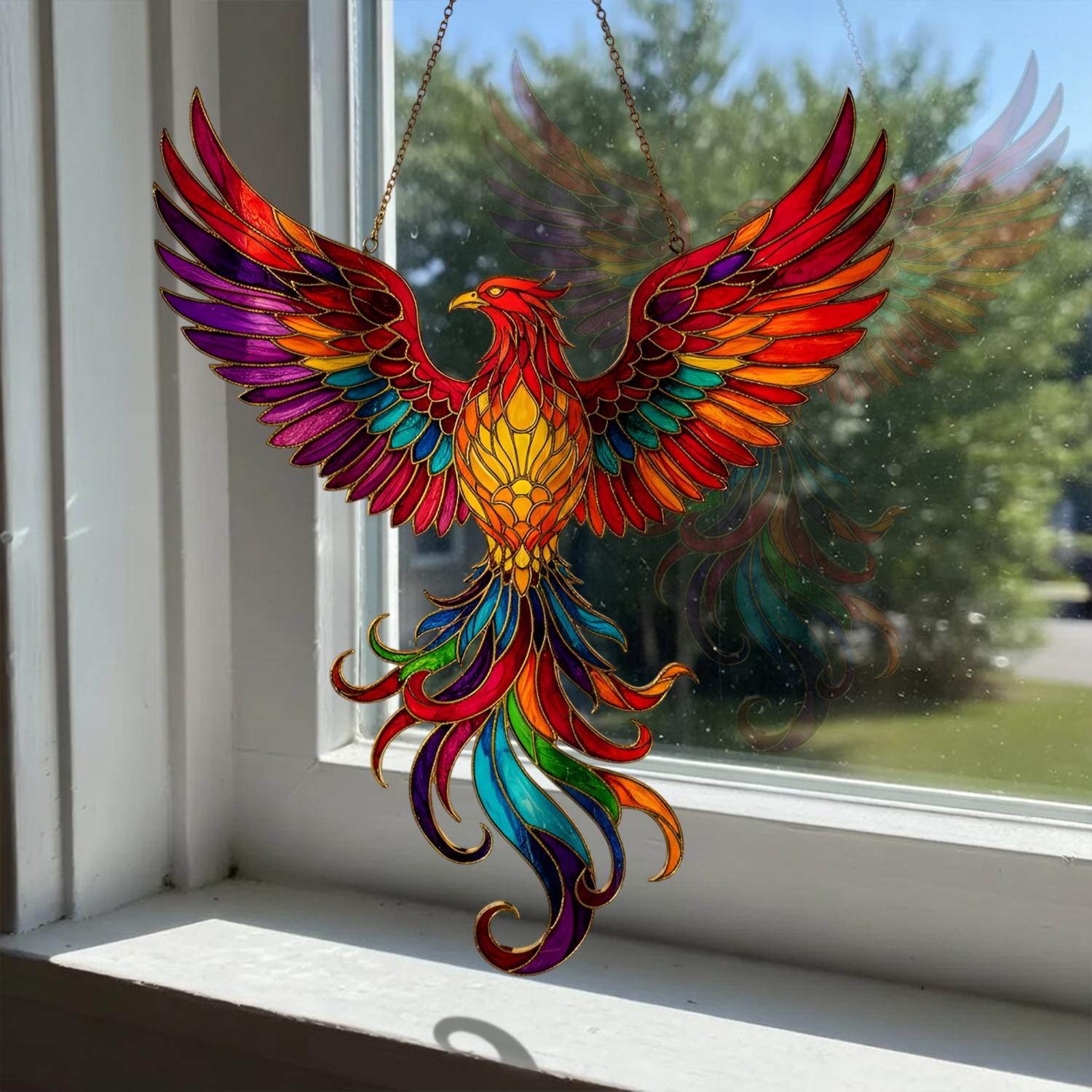 Phoenix Suncatcher Window Hanging, Acrylic Phoenix Bird Decor, Colorful Phoenix Window Art, Mythical Bird Decor, Phoenix Rising Gift