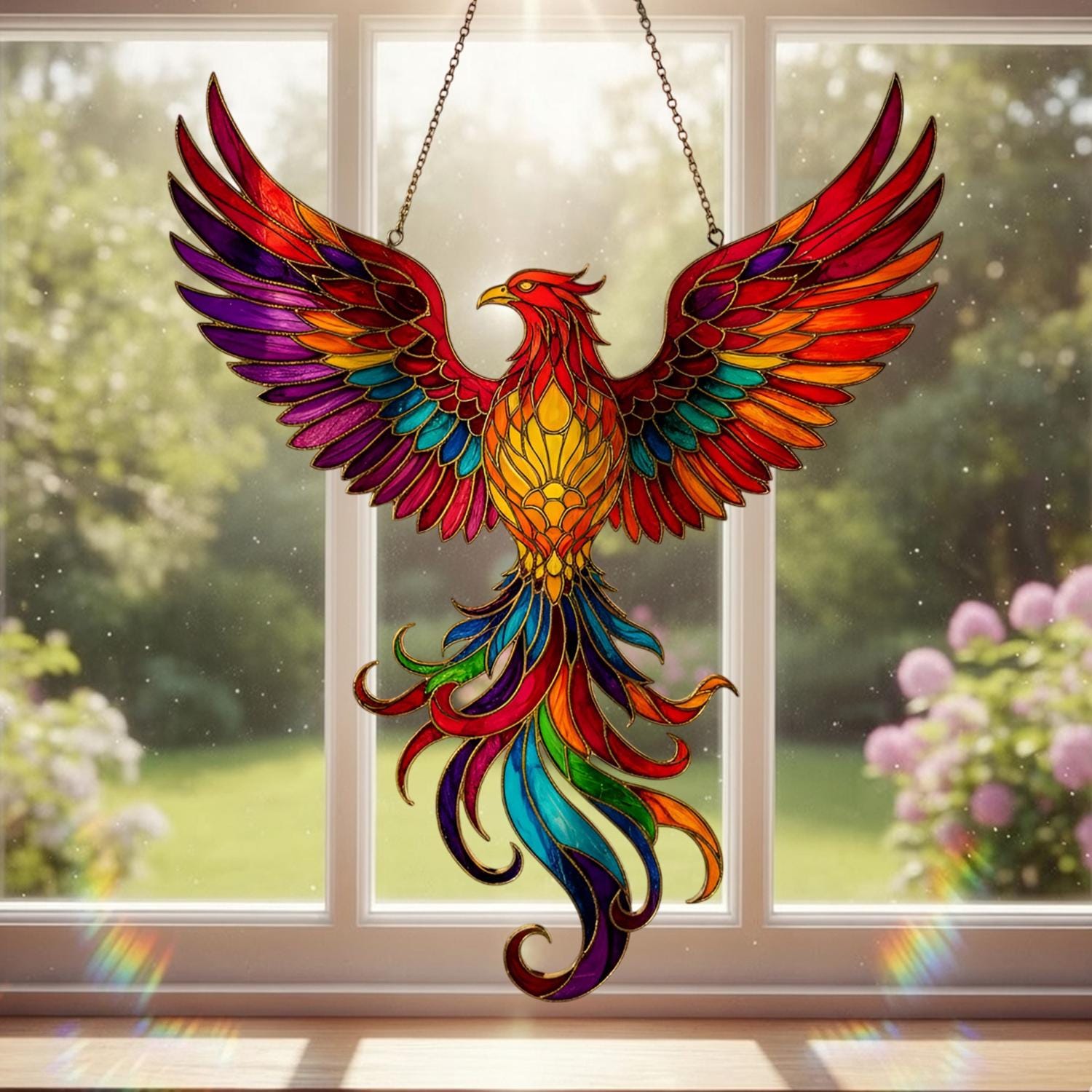 Phoenix Suncatcher Window Hanging, Acrylic Phoenix Bird Decor, Colorful Phoenix Window Art, Mythical Bird Decor, Phoenix Rising Gift