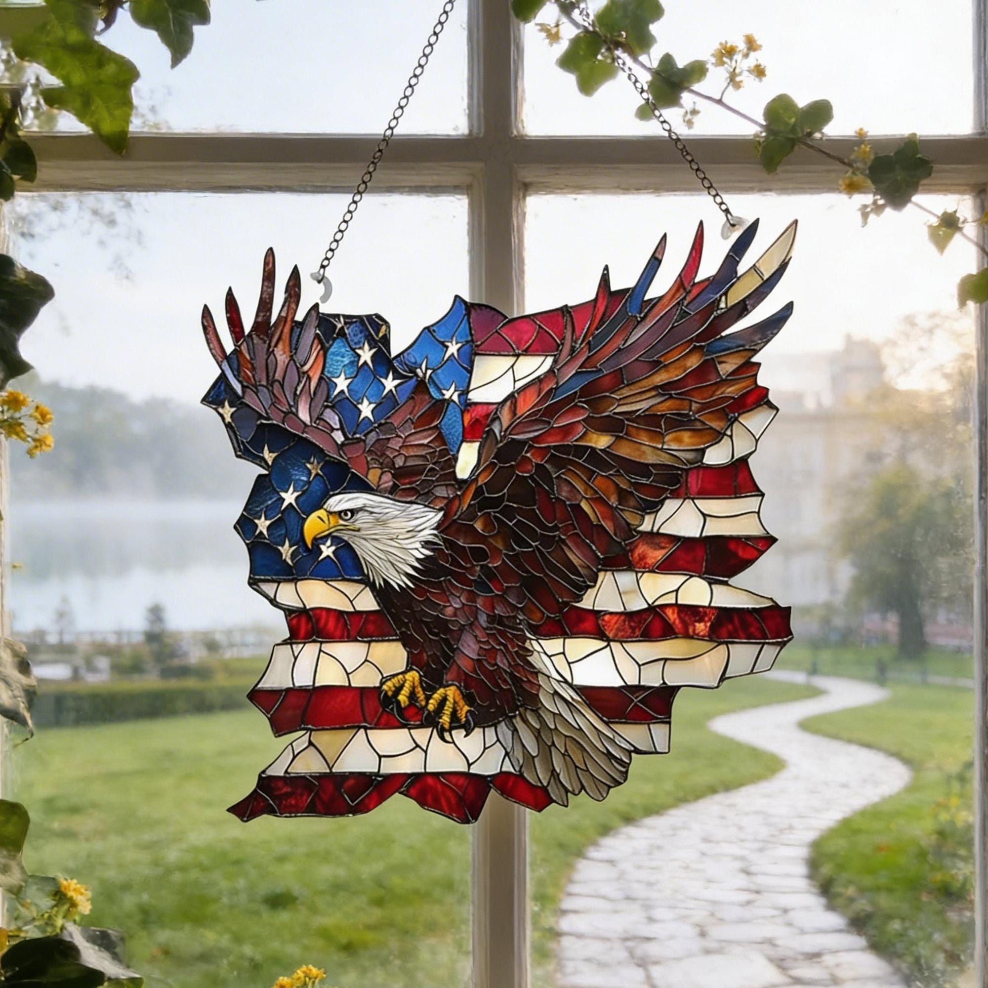 America 250 Eagle Acrylic Suncatcher, 250 Year Patriotic Window Hanging, Usa Anniversary Decor