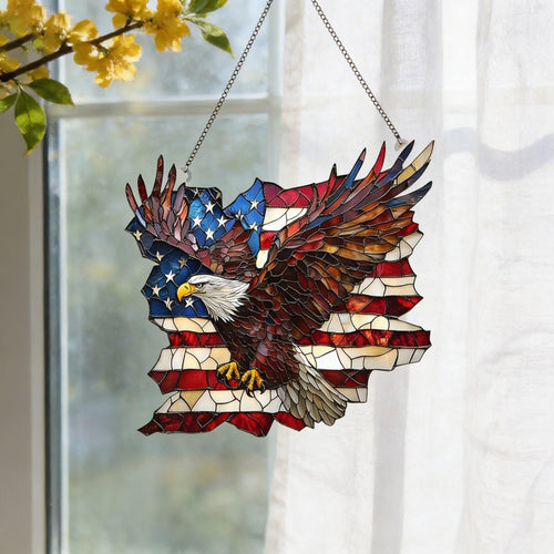 America 250 Eagle Acrylic Suncatcher, 250 Year Patriotic Window Hanging, Usa Anniversary Decor
